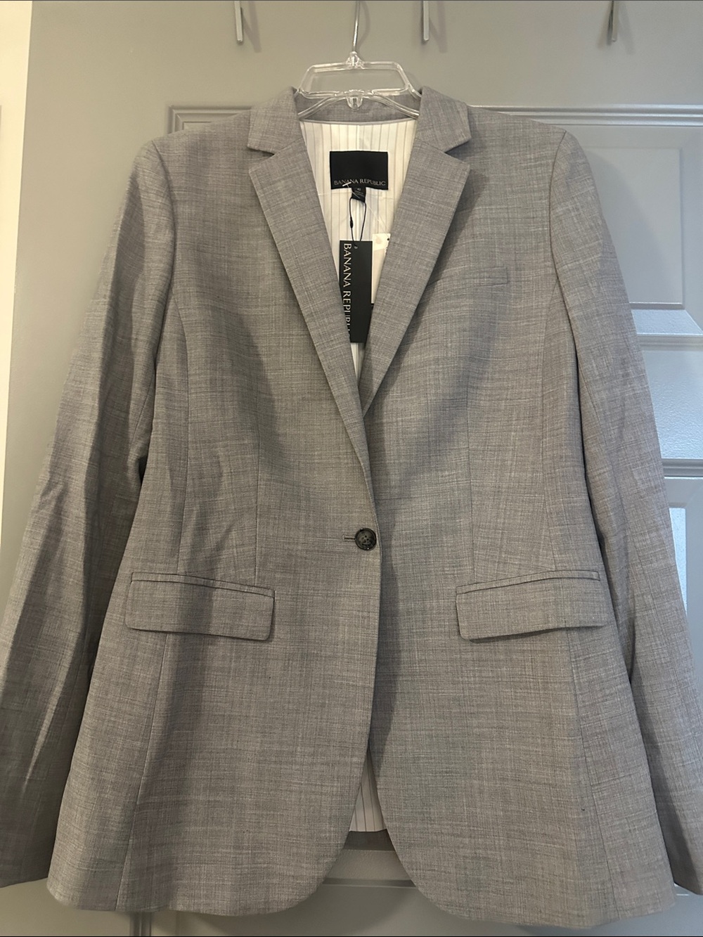 Banana Republic Light Gray Single-Button Tailored Blazer